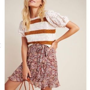 Anthropologie Luca Mini Skirt - Brown Floral Motif